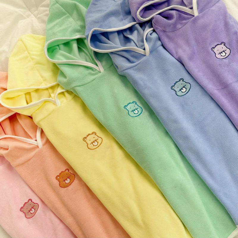 Sesame Biscuits Prosop de baie pentru copii cu glugă — bumbac de lungă durată; 300–400 g; broderie, cusut, țesătură simplă