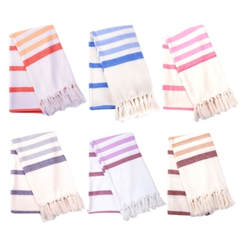 Prosop de baie/plajă din 100% bumbac, cu ciucuri, 300–400 g, fir 21s, țesătură simplă