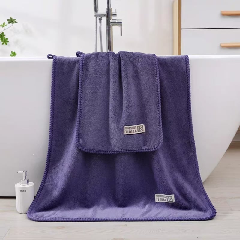 Set ručnika od coral flese s debelim rebrastim rubom, mekani upijajući ručnici za kupanje