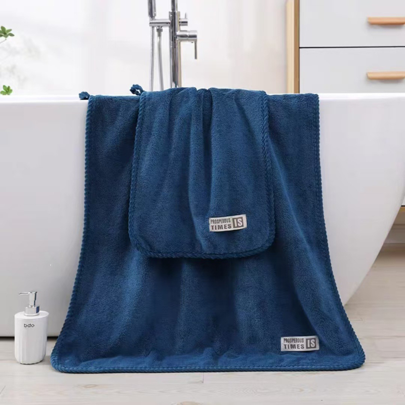 Set ručnika od coral flese s debelim rebrastim rubom, mekani upijajući ručnici za kupanje