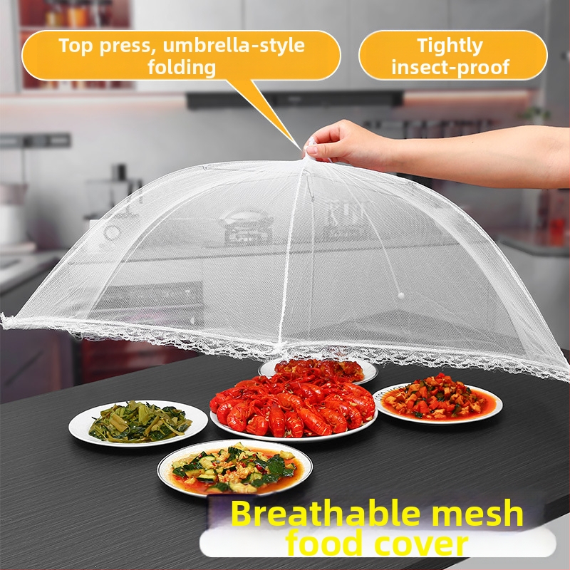 Skladací kryt na jedlo z mriežky a kovu — proti mušiam, multifunkčný, moderný dizajn