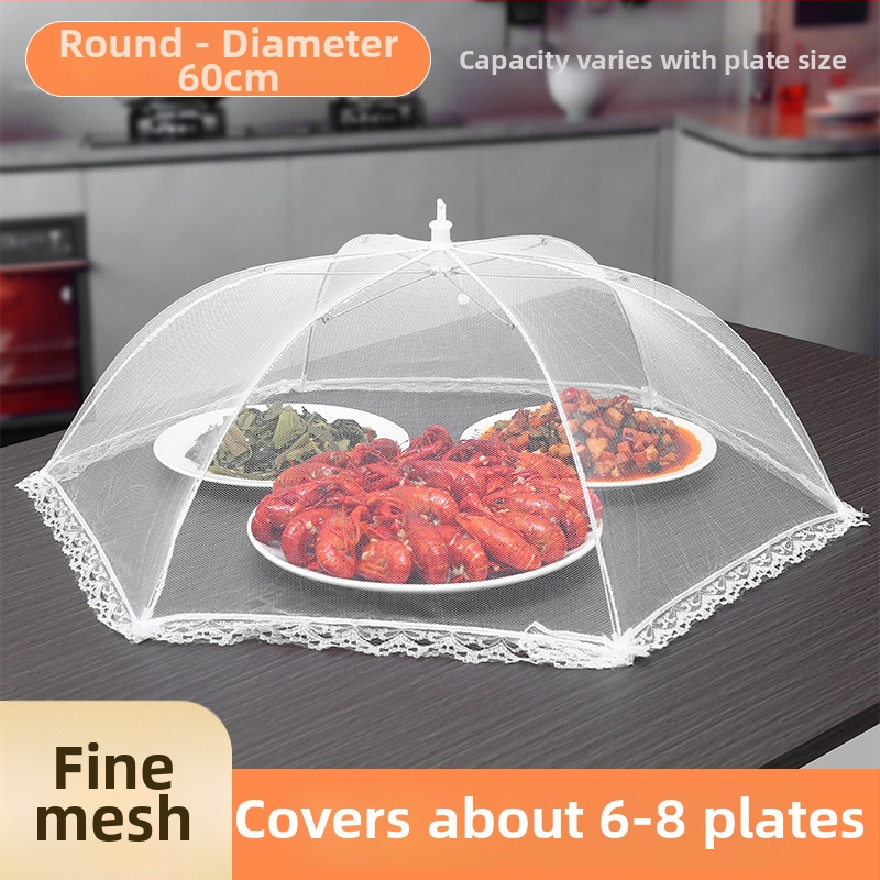 Sulankstomas maisto uždengimo dangtis su metalo tinkleliu — nuo musių, daugiafunkcinis, šiuolaikiškas dizainas