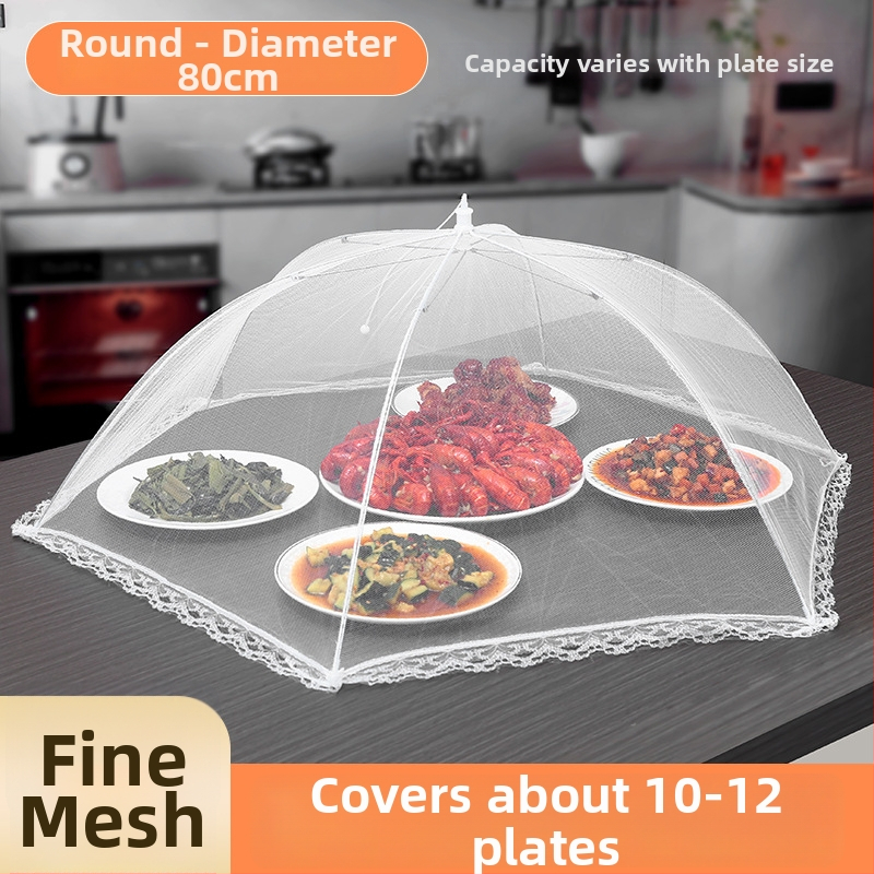 Sulankstomas maisto uždengimo dangtis su metalo tinkleliu — nuo musių, daugiafunkcinis, šiuolaikiškas dizainas