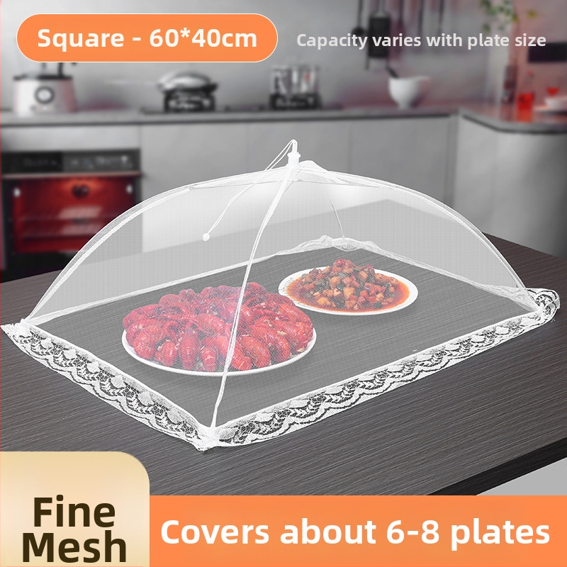 Sulankstomas maisto uždengimo dangtis su metalo tinkleliu — nuo musių, daugiafunkcinis, šiuolaikiškas dizainas