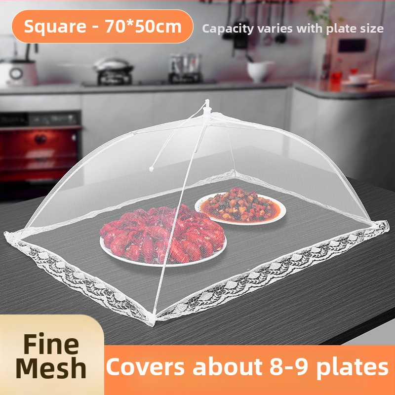 Sulankstomas maisto uždengimo dangtis su metalo tinkleliu — nuo musių, daugiafunkcinis, šiuolaikiškas dizainas