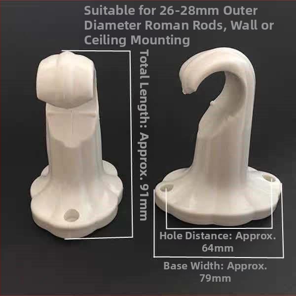 Universālais aizkaru stieņa stiprinājums — PP plastmasa, sienas stiprinājums, piemērots aizkariem, moderns minimālisma stils