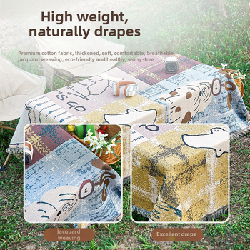 Covoraș de picnic pentru exterior, pătură țesută patru anotimpuri, 70% poliester / 30% bumbac; rezistent la umezeală, potrivită pentru living, dormitor și afară