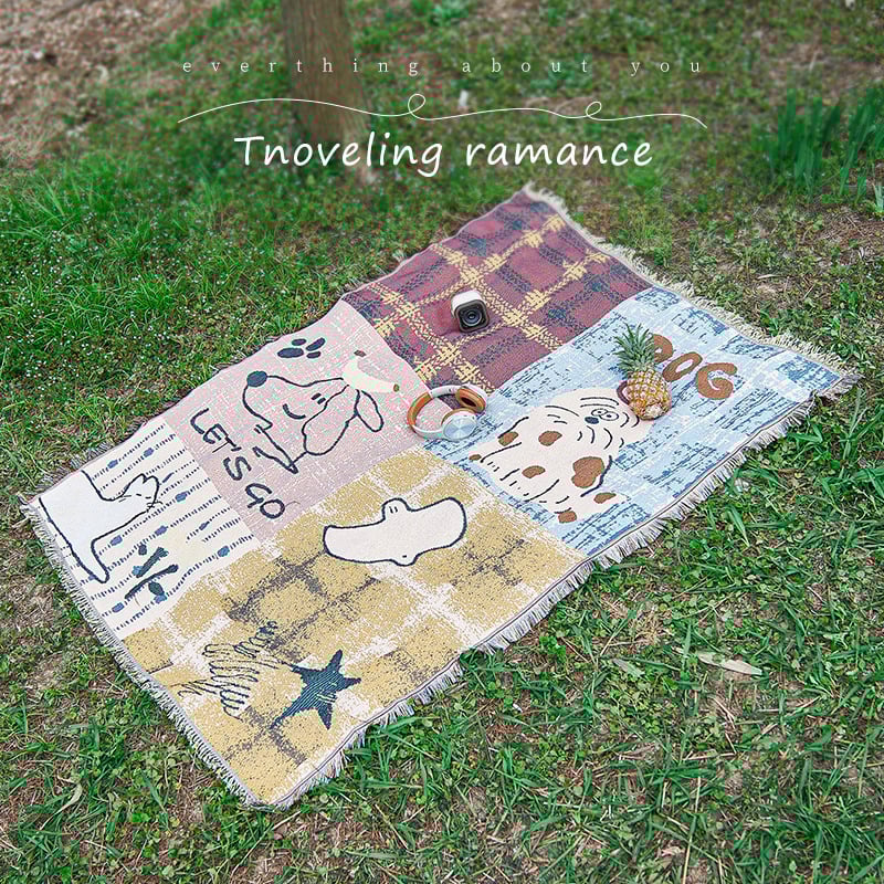 Covoraș de picnic pentru exterior, pătură țesută patru anotimpuri, 70% poliester / 30% bumbac; rezistent la umezeală, potrivită pentru living, dormitor și afară