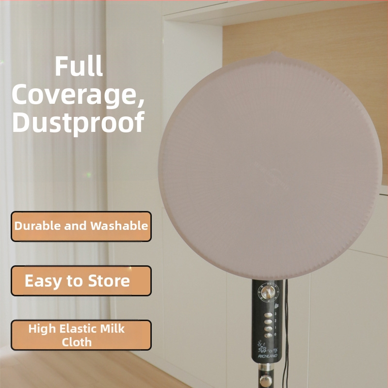 Kaixiu elastinis ventiliatoriaus gaubtas — dulkių apsauga stovintiems ir sieniniams ventiliatoriams, medžiaga milk silk, 2024 leidimas, pakuotėje 100 vnt