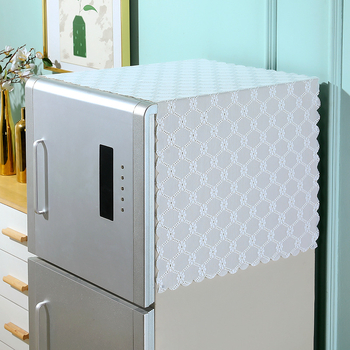 Šaldytuvo ir skalbimo mašinos dangtis, tuščiaviduris mezginės tekstūros modelis, vieno ir dviejų durelių įrenginiams, poliesterio audinys, šiuolaikiškas ir paprastas stilius