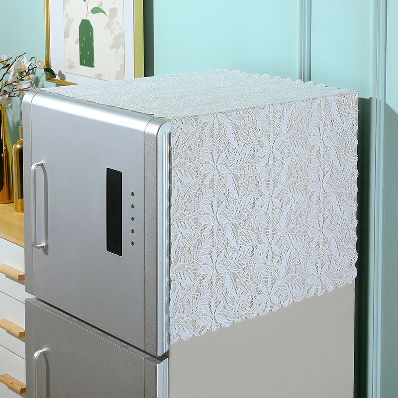 Šaldytuvo ir skalbimo mašinos dangtis, tuščiaviduris mezginės tekstūros modelis, vieno ir dviejų durelių įrenginiams, poliesterio audinys, šiuolaikiškas ir paprastas stilius