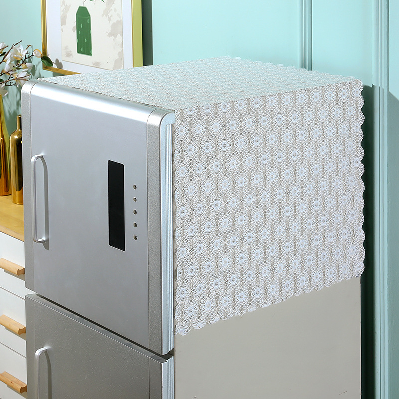 Šaldytuvo ir skalbimo mašinos dangtis, tuščiaviduris mezginės tekstūros modelis, vieno ir dviejų durelių įrenginiams, poliesterio audinys, šiuolaikiškas ir paprastas stilius