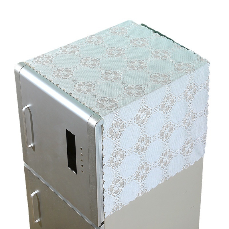 Šaldytuvo ir skalbimo mašinos dangtis, tuščiaviduris mezginės tekstūros modelis, vieno ir dviejų durelių įrenginiams, poliesterio audinys, šiuolaikiškas ir paprastas stilius