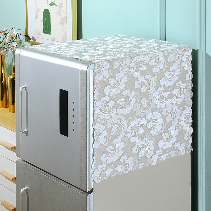 Šaldytuvo ir skalbimo mašinos dangtis, tuščiaviduris mezginės tekstūros modelis, vieno ir dviejų durelių įrenginiams, poliesterio audinys, šiuolaikiškas ir paprastas stilius