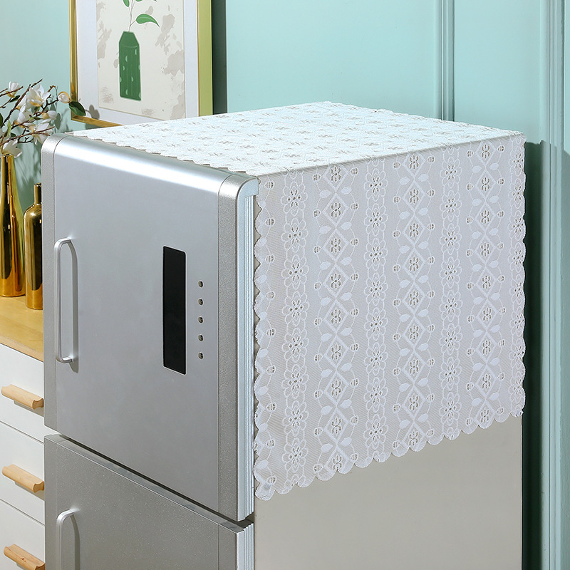 Šaldytuvo ir skalbimo mašinos dangtis, tuščiaviduris mezginės tekstūros modelis, vieno ir dviejų durelių įrenginiams, poliesterio audinys, šiuolaikiškas ir paprastas stilius