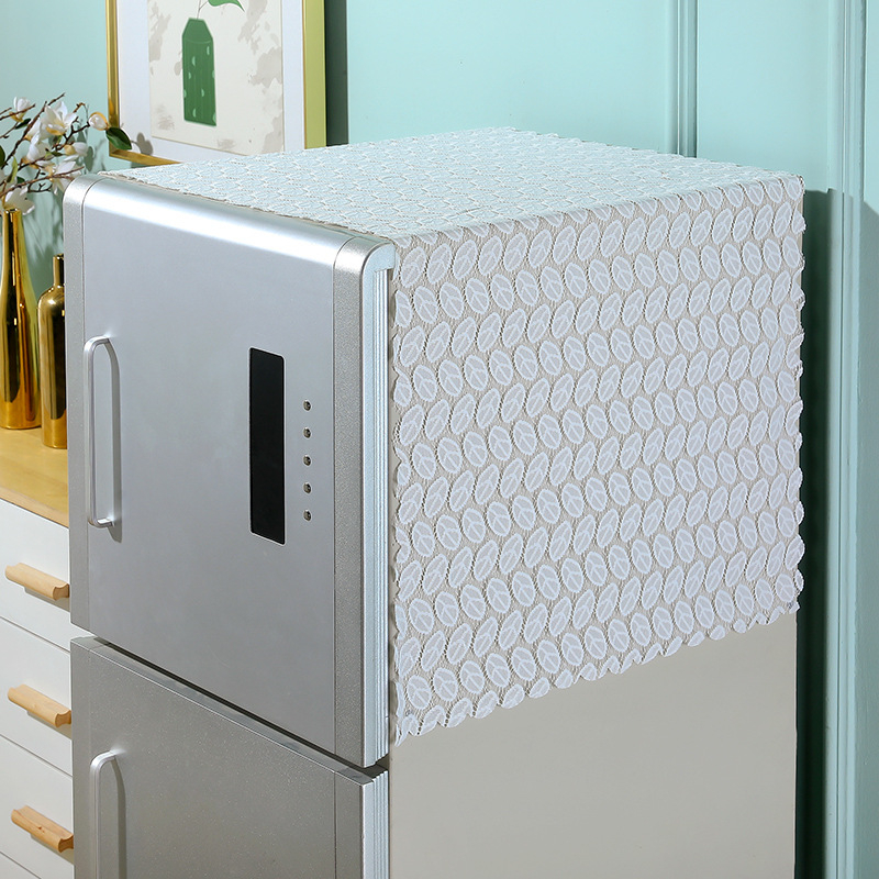 Šaldytuvo ir skalbimo mašinos dangtis, tuščiaviduris mezginės tekstūros modelis, vieno ir dviejų durelių įrenginiams, poliesterio audinys, šiuolaikiškas ir paprastas stilius