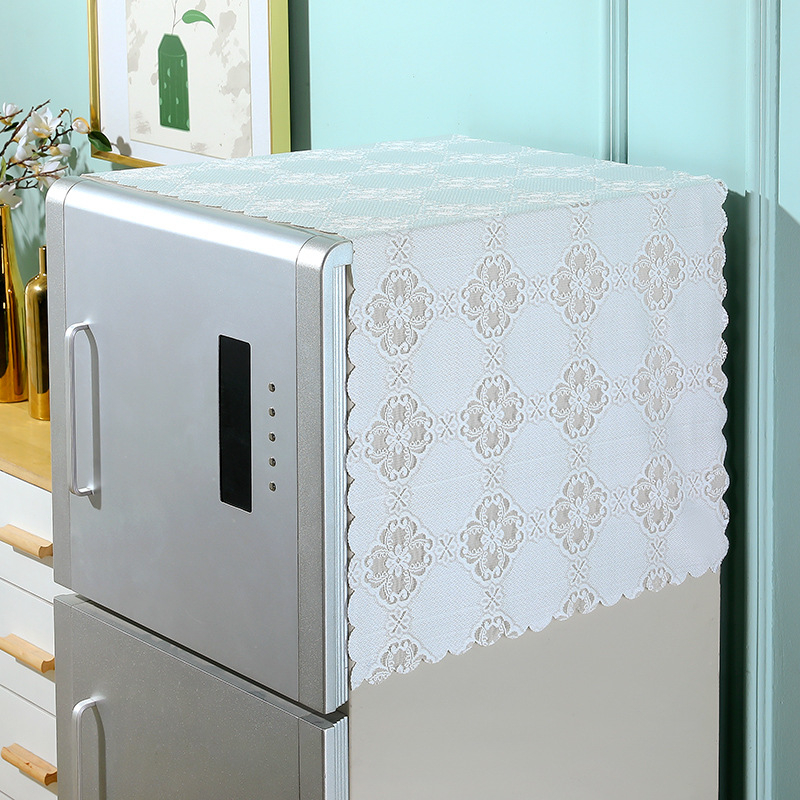 Šaldytuvo ir skalbimo mašinos dangtis, tuščiaviduris mezginės tekstūros modelis, vieno ir dviejų durelių įrenginiams, poliesterio audinys, šiuolaikiškas ir paprastas stilius