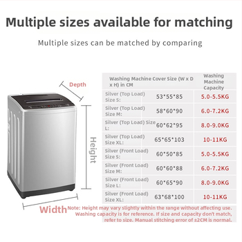 Skalbimo mašinos apsauginis dangtelis – poliesterio audinys, prekė Pinyun, pilnas dangos uždengimas, atsparus dulkėms, atsparus vandeniui, atsparus saulės spinduliams, su pritaikymo galimybe, šiuolaikiškas minimalistinis stilius