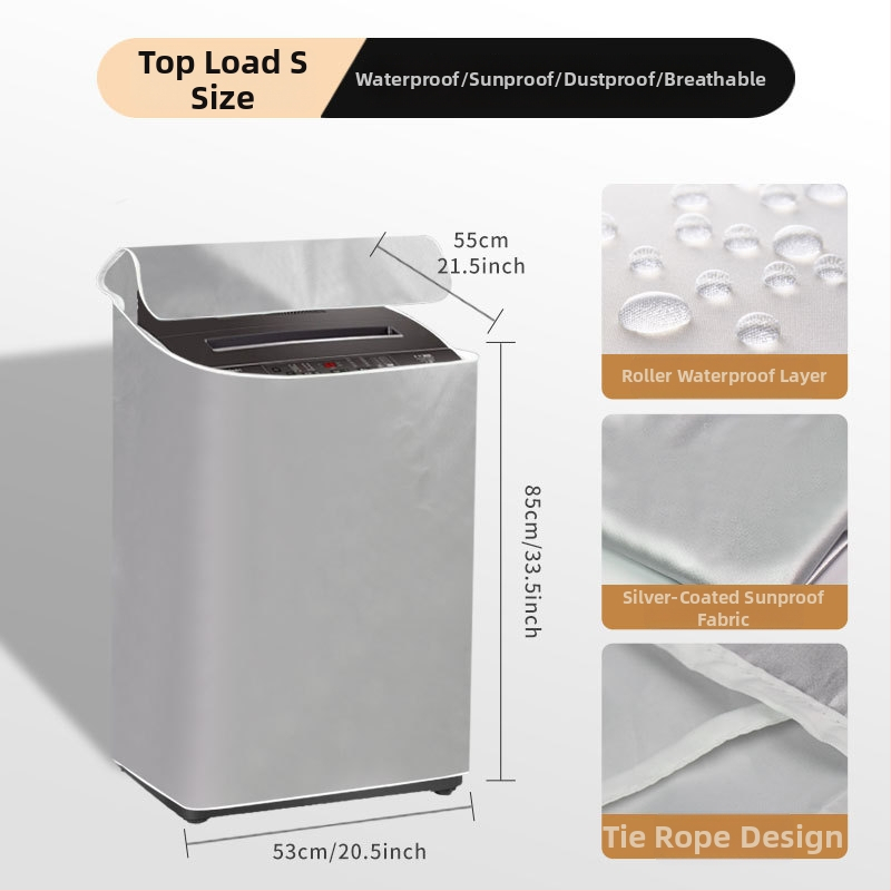 Skalbimo mašinos apsauginis dangtelis – poliesterio audinys, prekė Pinyun, pilnas dangos uždengimas, atsparus dulkėms, atsparus vandeniui, atsparus saulės spinduliams, su pritaikymo galimybe, šiuolaikiškas minimalistinis stilius