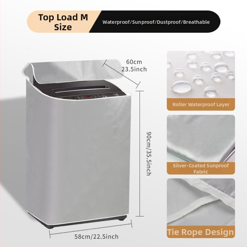 Skalbimo mašinos apsauginis dangtelis – poliesterio audinys, prekė Pinyun, pilnas dangos uždengimas, atsparus dulkėms, atsparus vandeniui, atsparus saulės spinduliams, su pritaikymo galimybe, šiuolaikiškas minimalistinis stilius