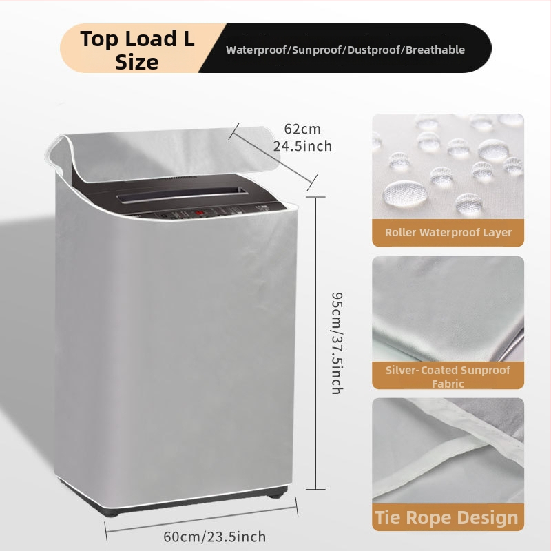 Skalbimo mašinos apsauginis dangtelis – poliesterio audinys, prekė Pinyun, pilnas dangos uždengimas, atsparus dulkėms, atsparus vandeniui, atsparus saulės spinduliams, su pritaikymo galimybe, šiuolaikiškas minimalistinis stilius