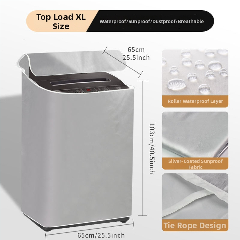 Skalbimo mašinos apsauginis dangtelis – poliesterio audinys, prekė Pinyun, pilnas dangos uždengimas, atsparus dulkėms, atsparus vandeniui, atsparus saulės spinduliams, su pritaikymo galimybe, šiuolaikiškas minimalistinis stilius