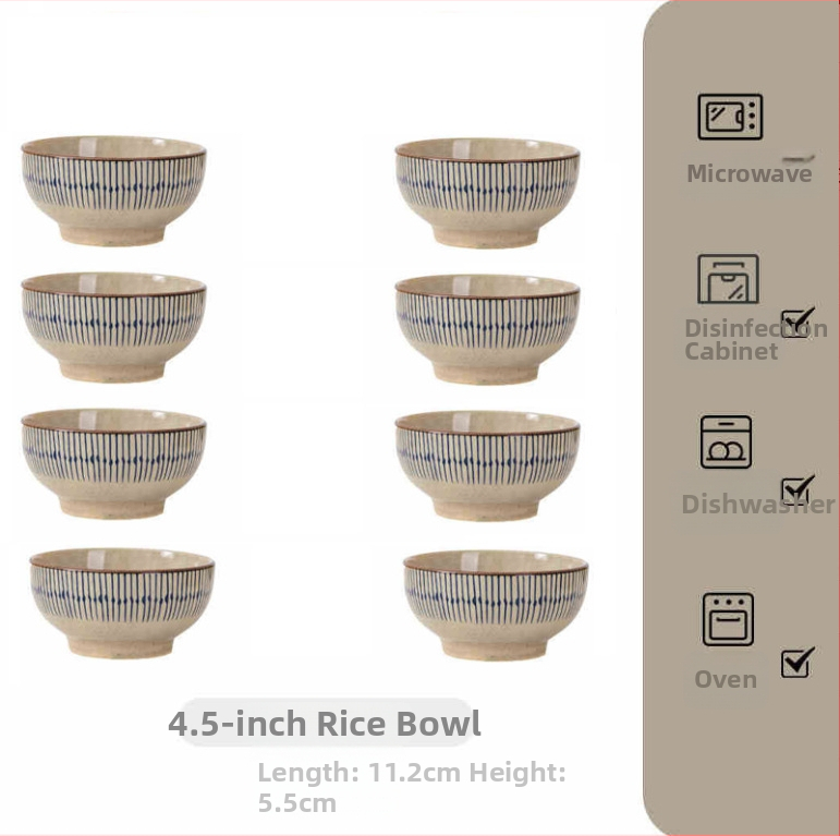 Keraminių dubenėlių komplektas su dryžiais, apvalios formos, šiuolaikinio minimalistinio stiliaus, tinkama mikrobangų krosnelei