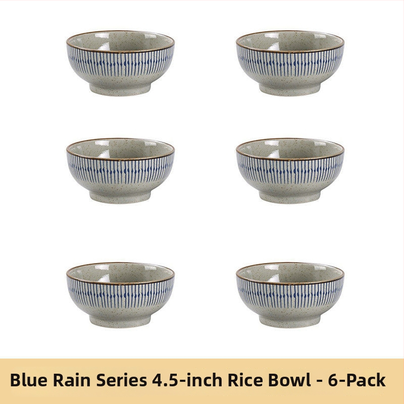 Keraminių dubenėlių komplektas su dryžiais, apvalios formos, šiuolaikinio minimalistinio stiliaus, tinkama mikrobangų krosnelei