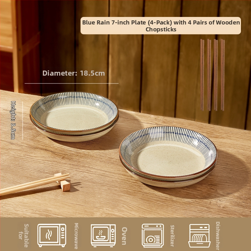 Keraminių dubenėlių komplektas su dryžiais, apvalios formos, šiuolaikinio minimalistinio stiliaus, tinkama mikrobangų krosnelei