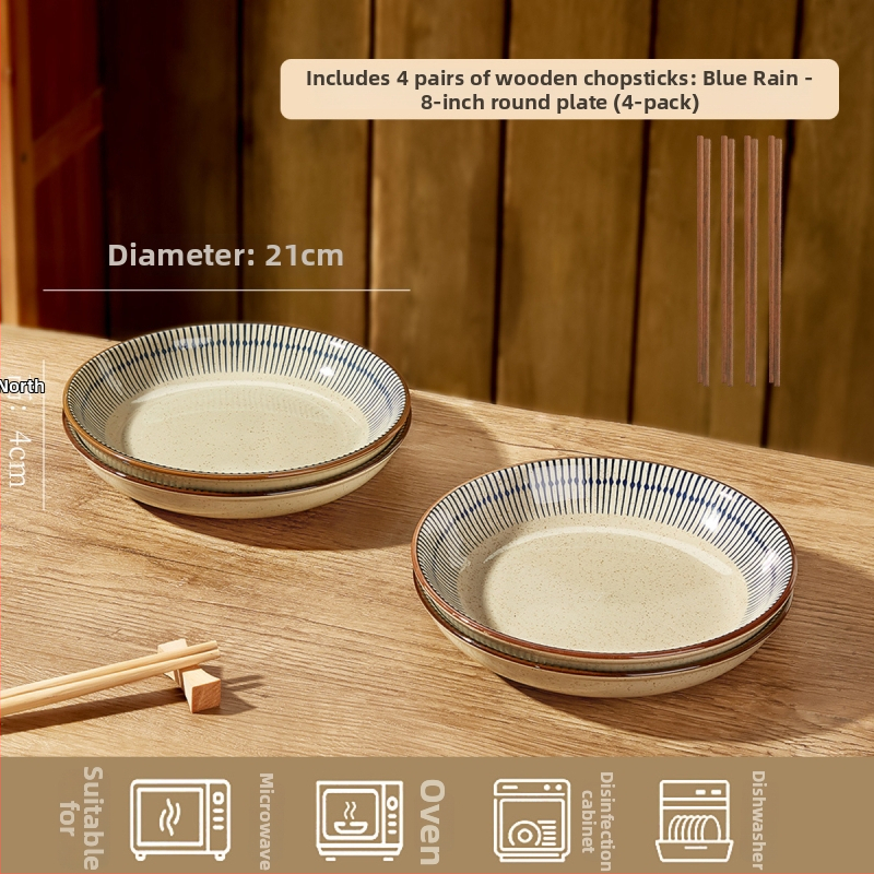 Keraminių dubenėlių komplektas su dryžiais, apvalios formos, šiuolaikinio minimalistinio stiliaus, tinkama mikrobangų krosnelei