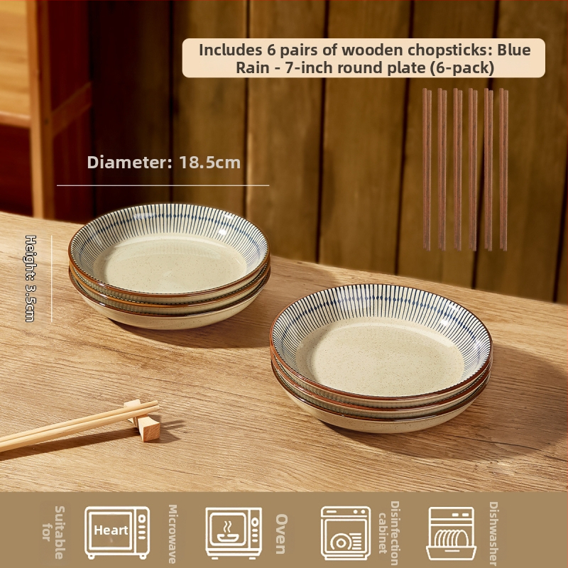 Keraminių dubenėlių komplektas su dryžiais, apvalios formos, šiuolaikinio minimalistinio stiliaus, tinkama mikrobangų krosnelei