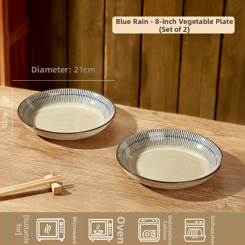 Keraminių dubenėlių komplektas su dryžiais, apvalios formos, šiuolaikinio minimalistinio stiliaus, tinkama mikrobangų krosnelei