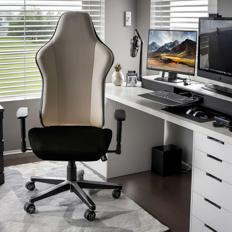 Navlaka za gaming stolicu – zaštita od prašine i dekorativni dizajn, jednobojni uzorak, 92% poliester, 8% elastan, moderan minimalistički stil