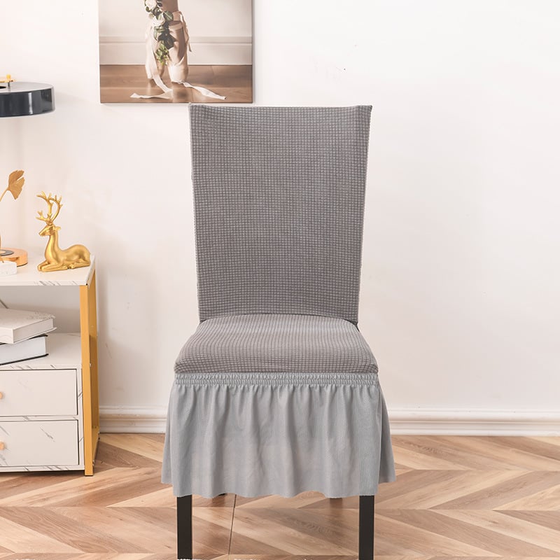 Elastična navlaka za stolice za blagovaonu – univerzalni suknjasti stil, tekstilni materijal, protuklizna, otporna na habanje, kvadratnog oblika, minimalistički dizajn