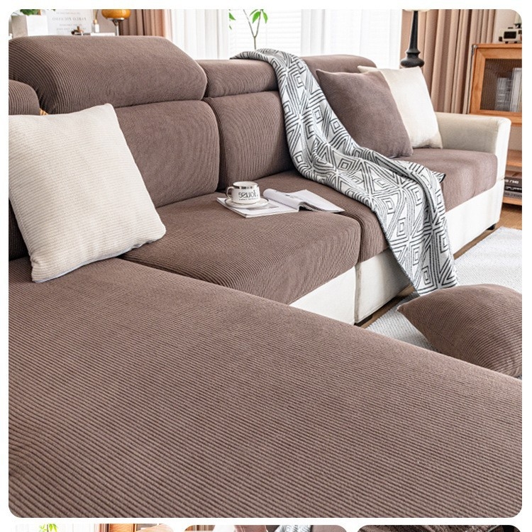 Navlaka za kutnu sofu, univerzalna, četverosezonska, moderan minimalistički dizajn, prugasti uzorak