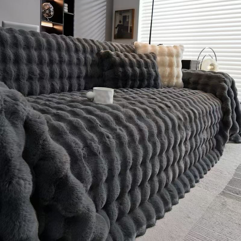 Κάλυμμα καναπέ από βελούδινο ύφασμα, αντιολισθητικό, καθολικό, ένα κομμάτι, μονόχρωμο, μινιμαλιστικό στυλ