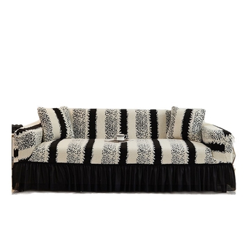 Husă din pluș pentru canapea, universală, stil italian, modele: dungi, carouri, frunze și flori.