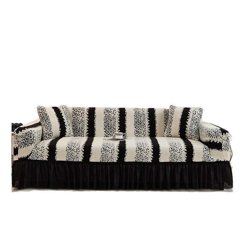 Husă din pluș pentru canapea, universală, stil italian, modele: dungi, carouri, frunze și flori.