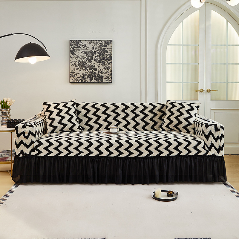 Husă din pluș pentru canapea, universală, stil italian, modele: dungi, carouri, frunze și flori.