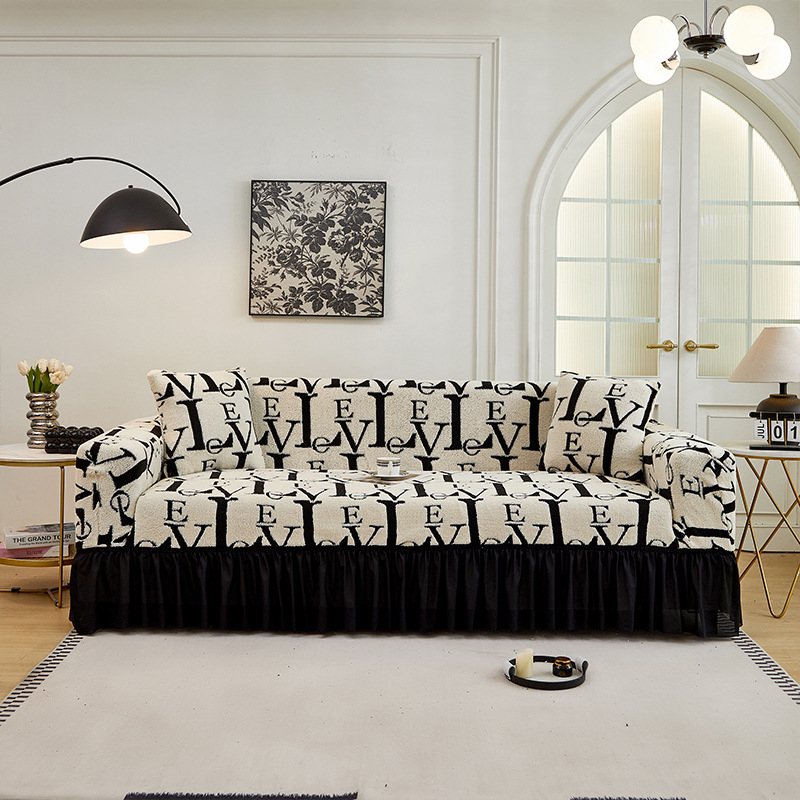 Husă din pluș pentru canapea, universală, stil italian, modele: dungi, carouri, frunze și flori.