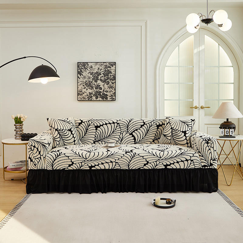 Husă din pluș pentru canapea, universală, stil italian, modele: dungi, carouri, frunze și flori.