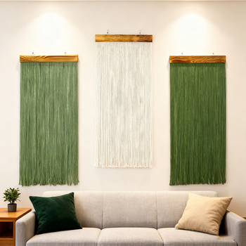 Tapéta - kézzel szőtt színblokkokkal rendelkező fali dekoráció, skandináv stílusú nappali dekor, bojtokkal (Anyag: Pamut; Stílus: Nordic; Gyártás: Kézi szövés; Forma: Kör; Mintázat: Egyéb)