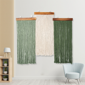 Tapéta - kézzel szőtt színblokkokkal rendelkező fali dekoráció, skandináv stílusú nappali dekor, bojtokkal (Anyag: Pamut; Stílus: Nordic; Gyártás: Kézi szövés; Forma: Kör; Mintázat: Egyéb)