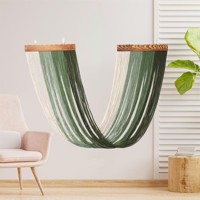 Tapéta - kézzel szőtt színblokkokkal rendelkező fali dekoráció, skandináv stílusú nappali dekor, bojtokkal (Anyag: Pamut; Stílus: Nordic; Gyártás: Kézi szövés; Forma: Kör; Mintázat: Egyéb)