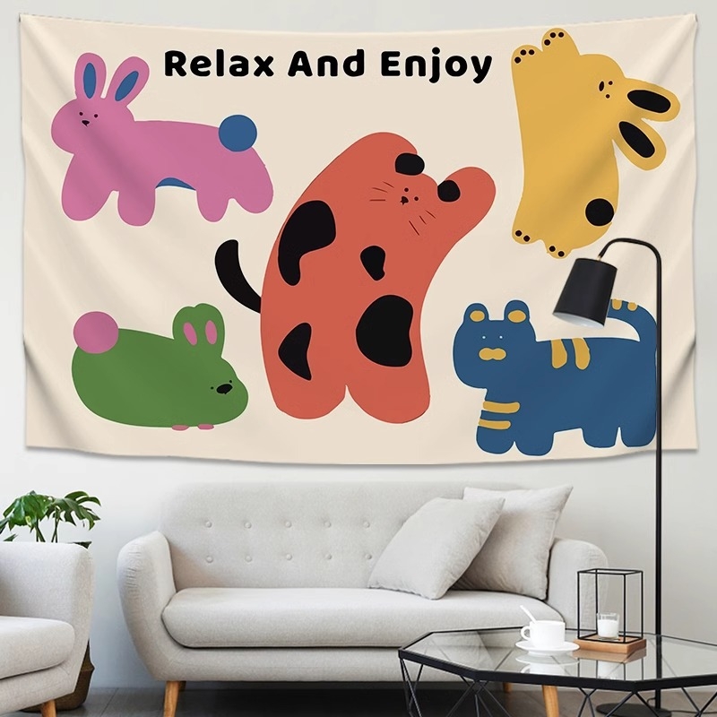 Goblen Cartoon pentru living – pluș, 100% bumbac, spălat manual