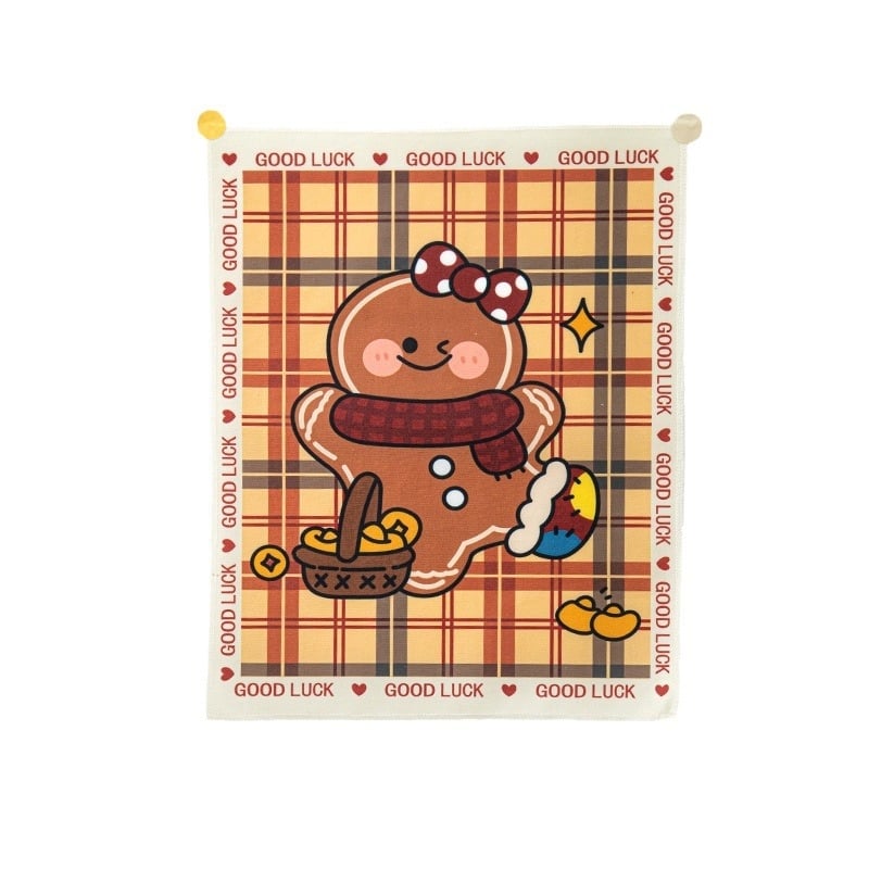 Tapiserie decorativă pentru perete cu motiv desen animat — 100% poliester, cu componente din bumbac, personalizabilă, stil japonez și koreean, pentru living, dormitor, spațiu de studiu, cameră a copiilor