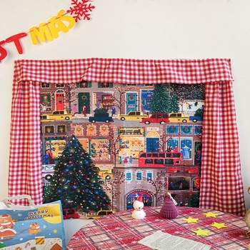 Nordic stiliaus pūkuotas gobelenas svetainei — 3D Kalėdų sieninis gobelenas, rankų mezgimas, 70-80% medvilnė