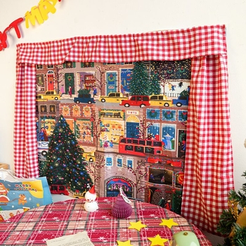 Nordic stiliaus pūkuotas gobelenas svetainei — 3D Kalėdų sieninis gobelenas, rankų mezgimas, 70-80% medvilnė