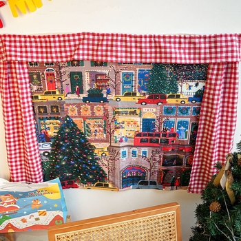 Nordic stiliaus pūkuotas gobelenas svetainei — 3D Kalėdų sieninis gobelenas, rankų mezgimas, 70-80% medvilnė