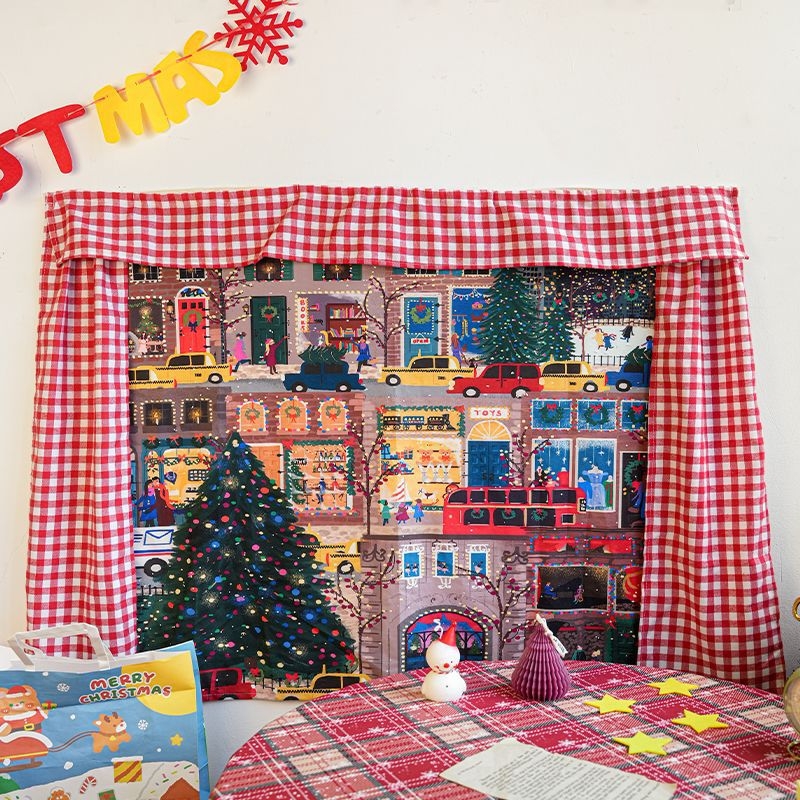 Nordic stiliaus pūkuotas gobelenas svetainei — 3D Kalėdų sieninis gobelenas, rankų mezgimas, 70-80% medvilnė